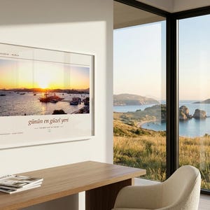Framed Bodrum Sunset Photography Print | Muğla Turkey Coastal Wall Art | Mediterranean Sea Poster | Fine Art Giclée Print image 5