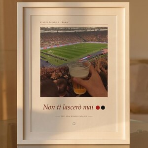 Framed AC Milan Poster | Away Supporters at Stadio Olimpico Rome | Forza Milan Wall Art | Football Fan Gift image 3