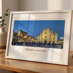Milan Photography Print | Piazza del Duomo Wall Art | Milan Italy Travel Poster | Unframed Fine Art Giclée Print afbeelding 5