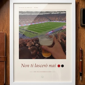 Framed AC Milan Poster | Away Supporters at Stadio Olimpico Rome | Forza Milan Wall Art | Football Fan Gift
