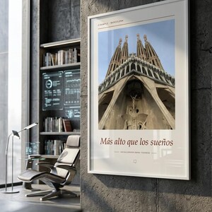 Framed Sagrada Família Barcelona Poster | Gaudí Architecture Wall Art | Spain Travel Print, Cathedral Decor, Fine Art Giclée Print bild 4