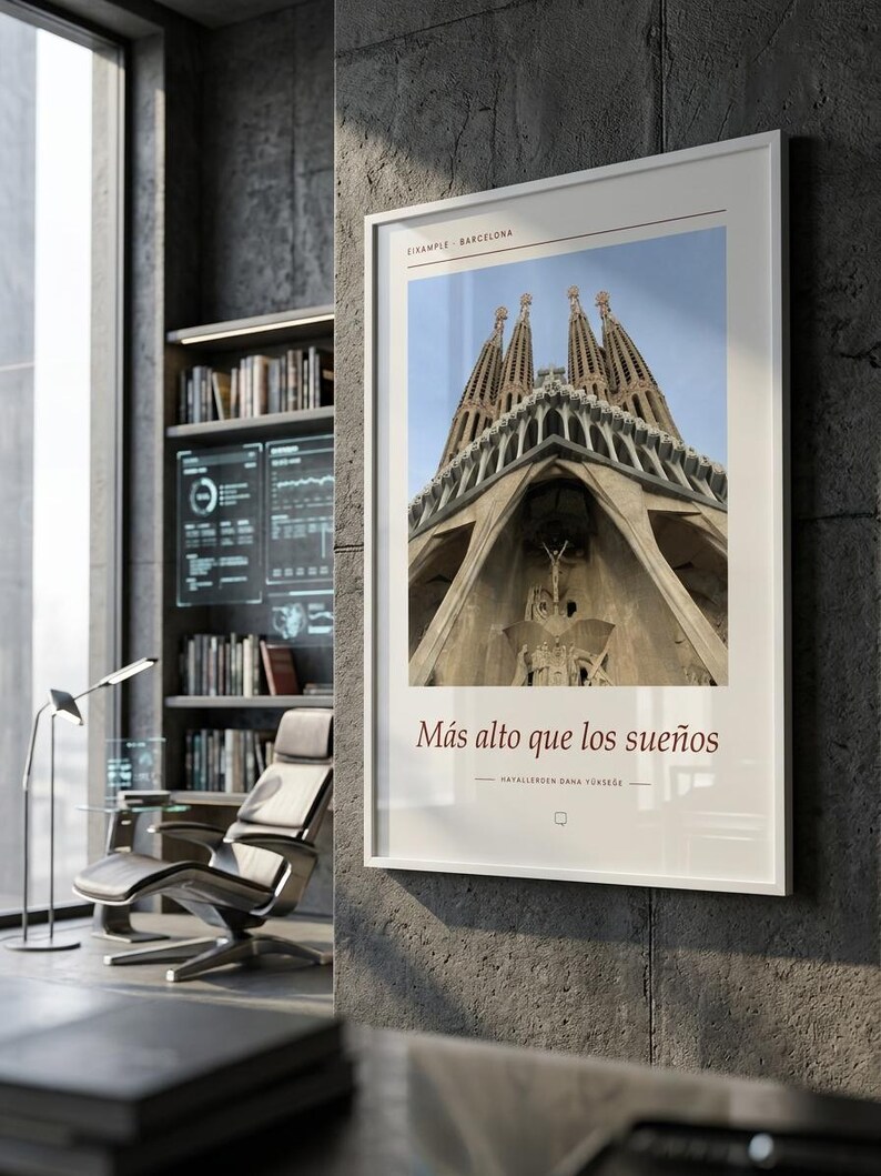Framed Sagrada Família Barcelona Poster | Gaudí Architecture Wall Art | Spain Travel Print, Cathedral Decor, Fine Art Giclée Print bild 4