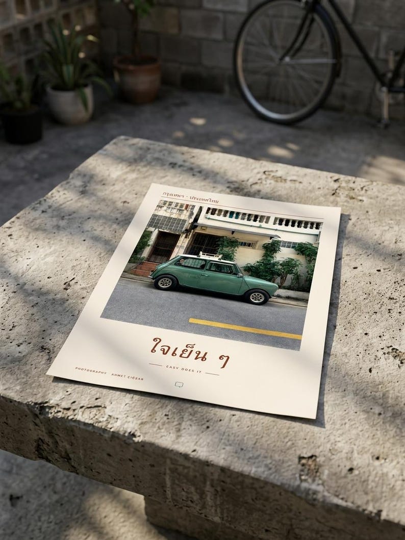 Bangkok Thailand Photography Print | Vintage Mini Cooper Wall Art | Thai Street Photography Poster | Unframed Fine Art Giclée Print bild 5
