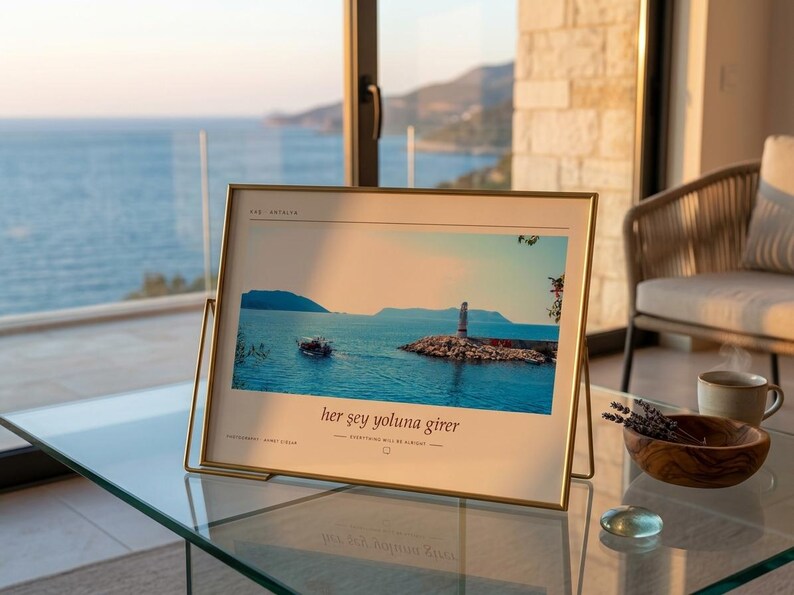 Kaş Lighthouse Photography Print | Antalya Turkey Coastal Wall Art | Mediterranean Sea Poster | Unframed Fine Art Giclée Print afbeelding 4