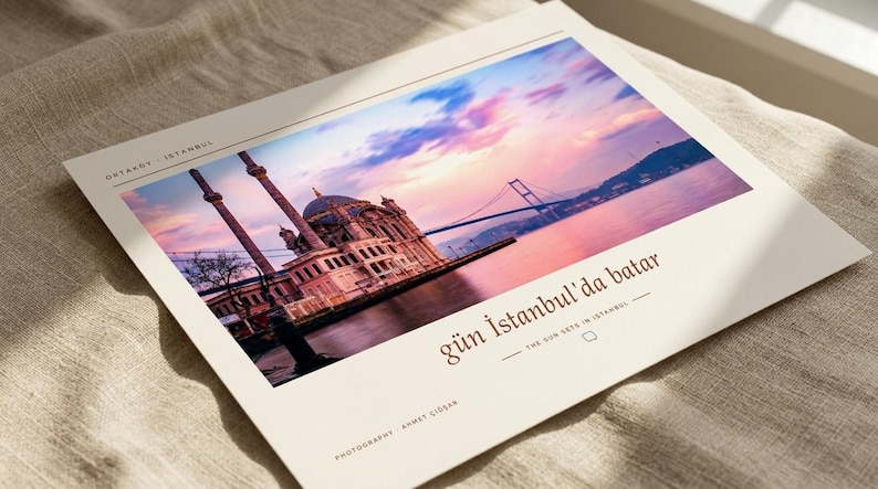 Istanbul Sunset Photography Print | Ortaköy Bosphorus Wall Art | Turkey Travel Poster | Unframed Fine Art Giclée Print bild 1