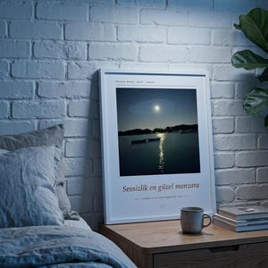 Moon Over Lake Poster | Adana Seyhan Lake Wall Art | Turkey Night Sky Photography Print, Blue Bedroom Decor, Fine Art Giclée Print bild 7