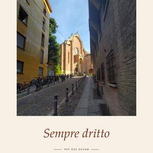 Sempre Dritto Poster | Bologna Italy Wall Art | Italian Street Photography Print, Bologna Travel Decor, Fine Art Giclée Print afbeelding 1