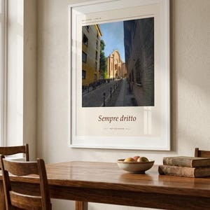 Framed Sempre Dritto Poster | Bologna Italy Wall Art | Italian Street Photography Print, Fine Art Giclée Print image 6