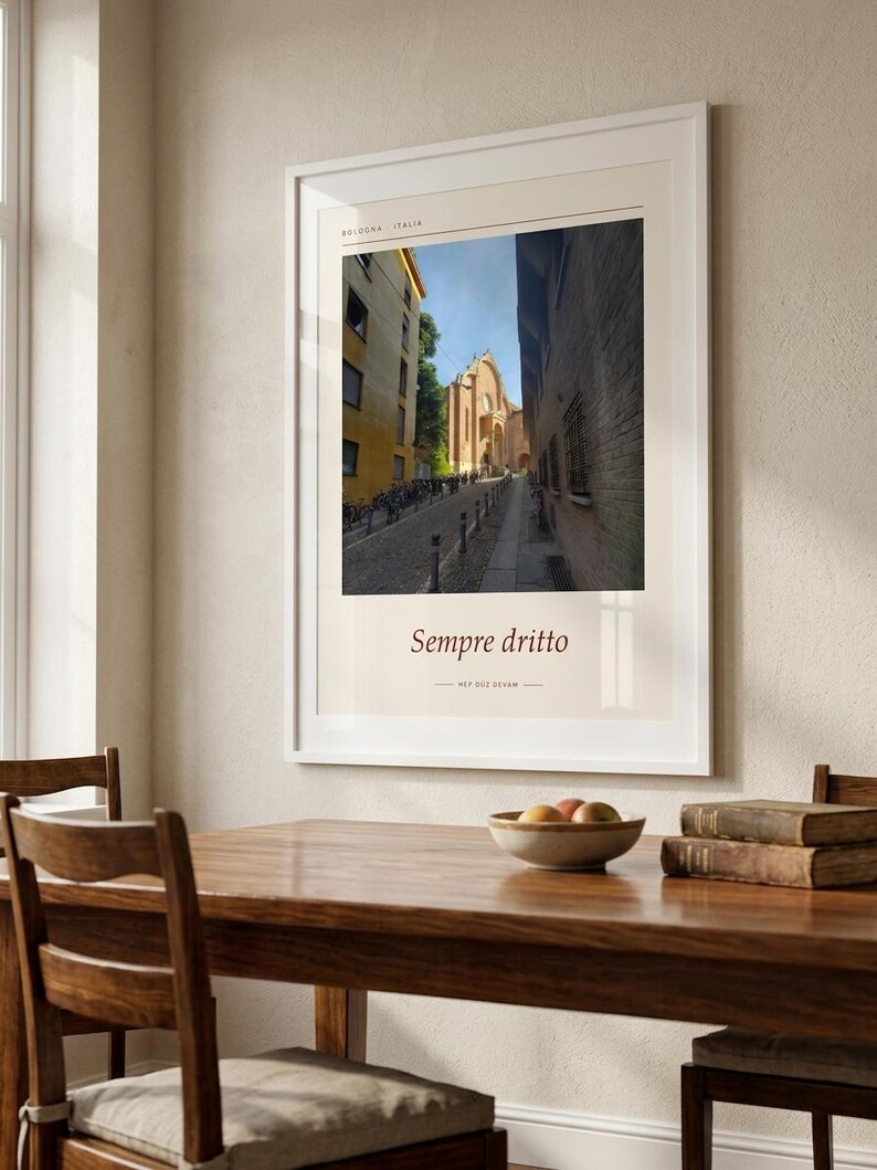 Framed Sempre Dritto Poster | Bologna Italy Wall Art | Italian Street Photography Print, Fine Art Giclée Print image 6