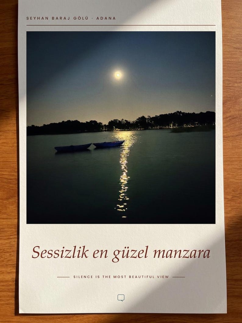 Moon Over Lake Poster | Adana Seyhan Lake Wall Art | Turkey Night Sky Photography Print, Blue Bedroom Decor, Fine Art Giclée Print bild 4
