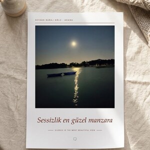 Moon Over Lake Poster | Adana Seyhan Lake Wall Art | Turkey Night Sky Photography Print, Blue Bedroom Decor, Fine Art Giclée Print bild 5