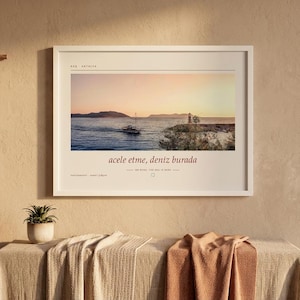 Framed Kaş Sunset Photography Print | Antalya Turkey Coastal Wall Art | Mediterranean Sea Poster | Fine Art Giclée Print Bild 1