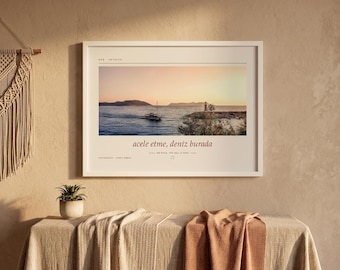 Framed Kaş Sunset Photography Print | Antalya Turkey Coastal Wall Art | Mediterranean Sea Poster | Fine Art Giclée Print