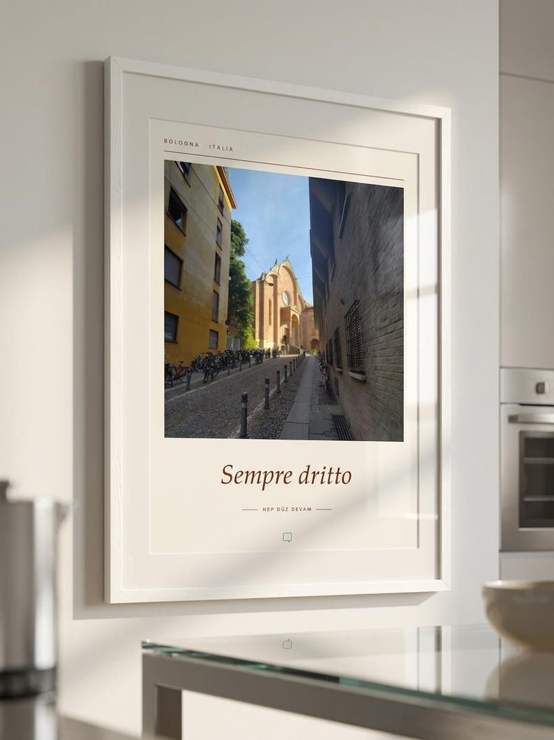 Framed Sempre Dritto Poster | Bologna Italy Wall Art | Italian Street Photography Print, Fine Art Giclée Print image 4
