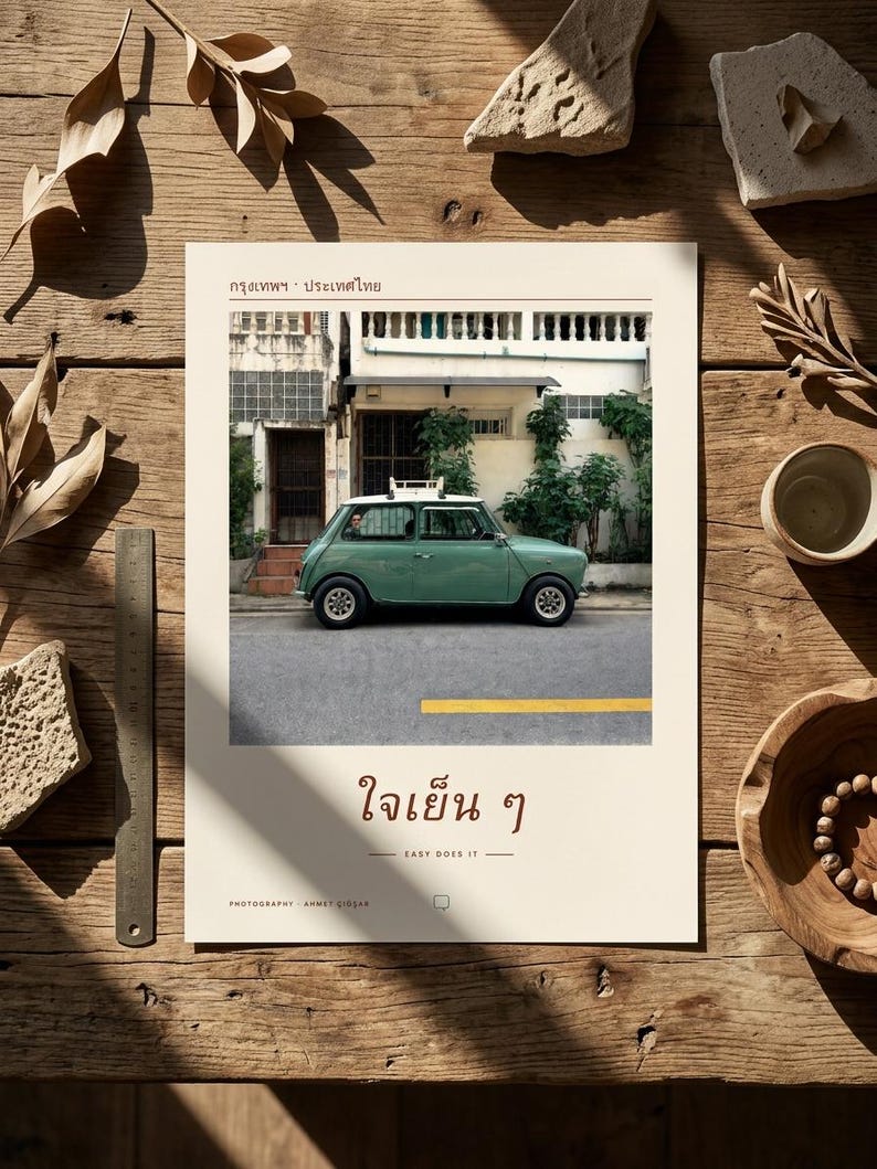 Bangkok Thailand Photography Print | Vintage Mini Cooper Wall Art | Thai Street Photography Poster | Unframed Fine Art Giclée Print bild 3