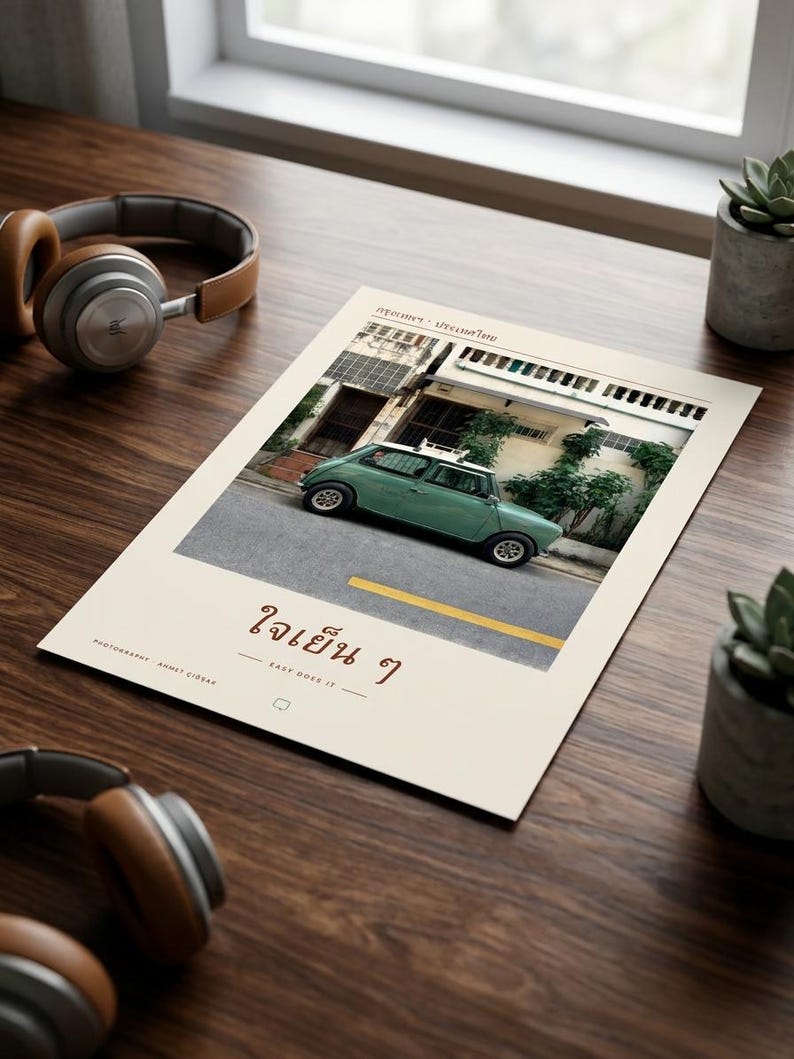 Bangkok Thailand Photography Print | Vintage Mini Cooper Wall Art | Thai Street Photography Poster | Unframed Fine Art Giclée Print bild 6