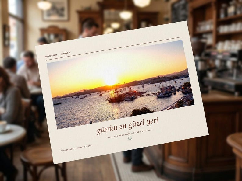 Framed Bodrum Sunset Photography Print | Muğla Turkey Coastal Wall Art | Mediterranean Sea Poster | Fine Art Giclée Print image 4