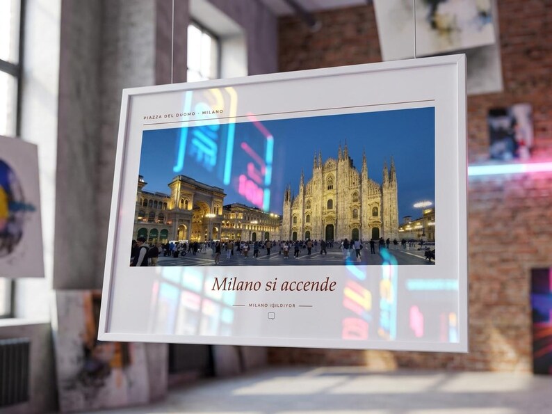 Milan Photography Print | Piazza del Duomo Wall Art | Milan Italy Travel Poster | Unframed Fine Art Giclée Print afbeelding 7