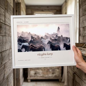 Framed Wild Horses Photography Print | Kayseri Turkey Wall Art | Yılkı Horse Poster | Rustic Western Decor
