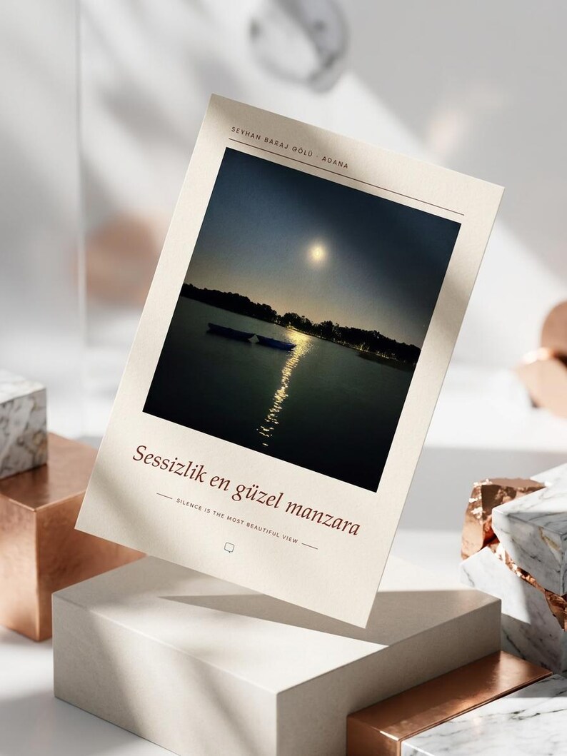 Moon Over Lake Poster | Adana Seyhan Lake Wall Art | Turkey Night Sky Photography Print, Blue Bedroom Decor, Fine Art Giclée Print bild 9