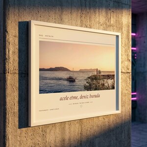 Framed Kaş Sunset Photography Print | Antalya Turkey Coastal Wall Art | Mediterranean Sea Poster | Fine Art Giclée Print Bild 4