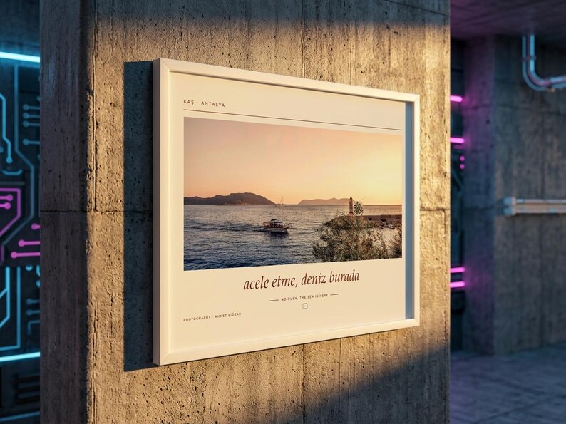 Framed Kaş Sunset Photography Print | Antalya Turkey Coastal Wall Art | Mediterranean Sea Poster | Fine Art Giclée Print Bild 4