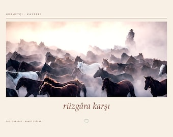 Photographie de chevaux sauvages | Décoration murale Kayseri (Turquie) | Affiche de chevaux sauvages (Yılkı) | Impression d'art giclée sans cadre