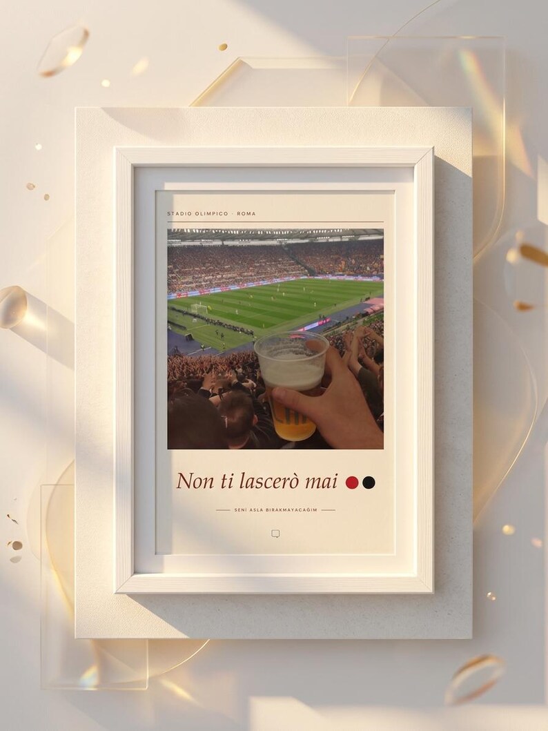 Framed AC Milan Poster | Away Supporters at Stadio Olimpico Rome | Forza Milan Wall Art | Football Fan Gift image 4