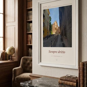 Framed Sempre Dritto Poster | Bologna Italy Wall Art | Italian Street Photography Print, Fine Art Giclée Print image 3