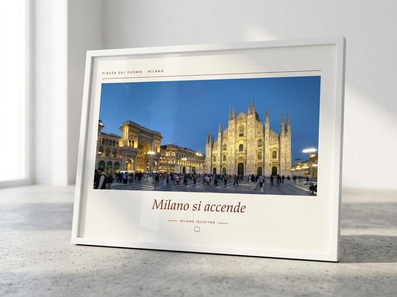 Framed Milan Photography Print | Piazza del Duomo Wall Art | Milan Italy Fine Art Poster | Cityscape Giclée Print imagen 1