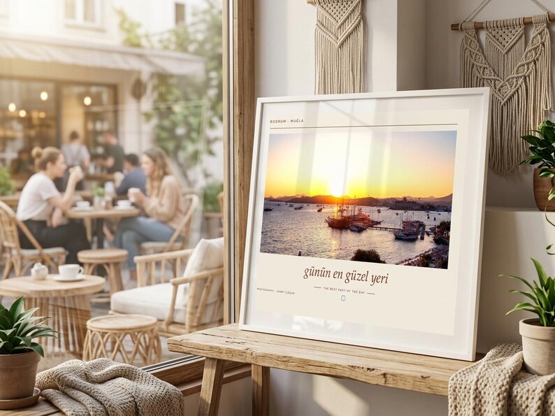 Framed Bodrum Sunset Photography Print | Muğla Turkey Coastal Wall Art | Mediterranean Sea Poster | Fine Art Giclée Print image 6