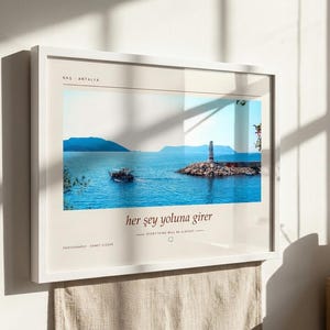 Framed Kaş Lighthouse Photography Print | Antalya Turkey Coastal Wall Art | Mediterranean Sea Poster | Fine Art Giclée Print afbeelding 6