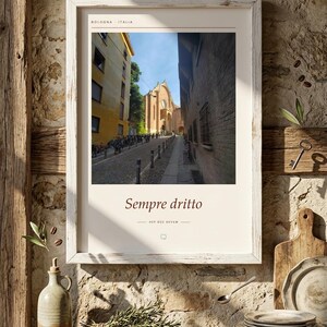 Framed Sempre Dritto Poster | Bologna Italy Wall Art | Italian Street Photography Print, Fine Art Giclée Print image 5