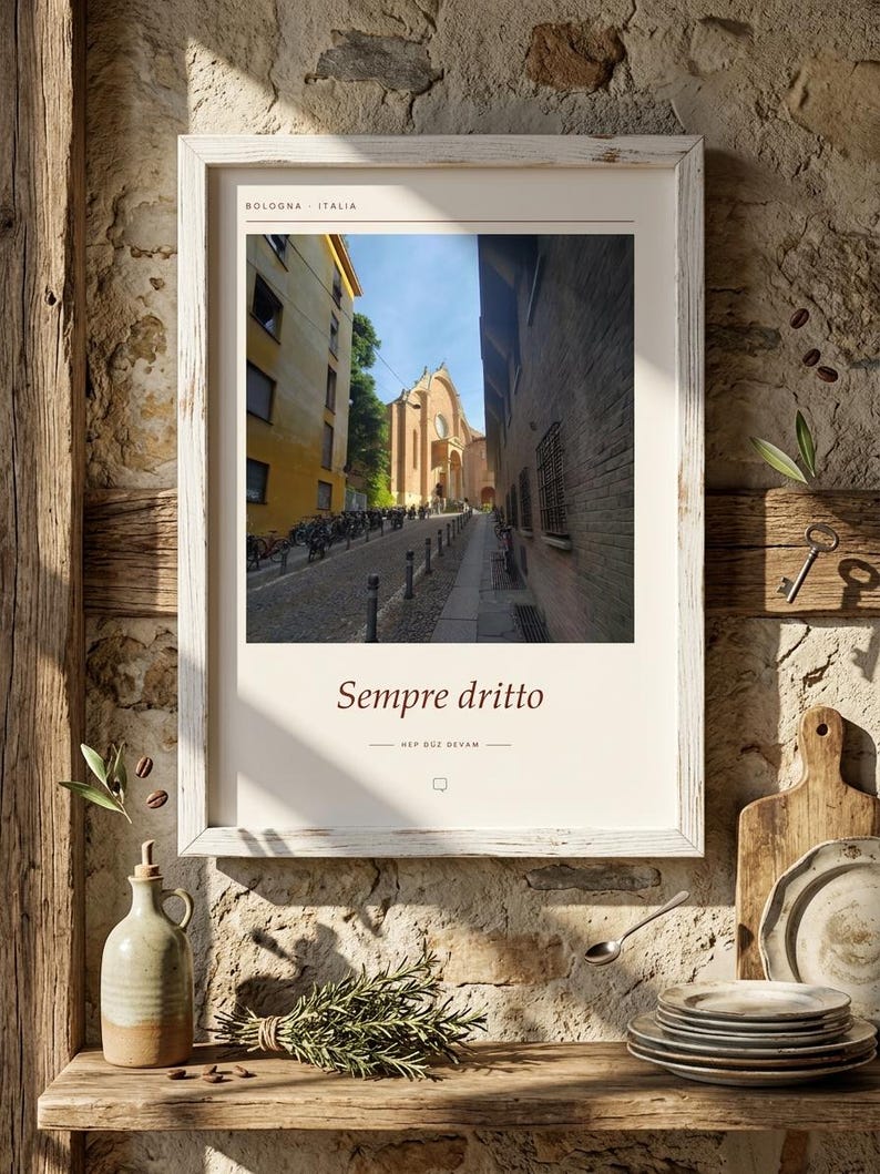 Framed Sempre Dritto Poster | Bologna Italy Wall Art | Italian Street Photography Print, Fine Art Giclée Print image 5