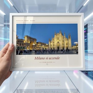 Framed Milan Photography Print | Piazza del Duomo Wall Art | Milan Italy Fine Art Poster | Cityscape Giclée Print imagen 4