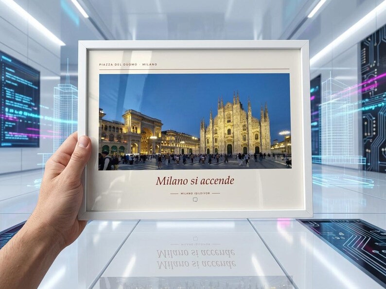 Framed Milan Photography Print | Piazza del Duomo Wall Art | Milan Italy Fine Art Poster | Cityscape Giclée Print imagen 4