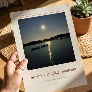 Moon Over Lake Poster | Adana Seyhan Lake Wall Art | Turkey Night Sky Photography Print, Blue Bedroom Decor, Fine Art Giclée Print bild 6