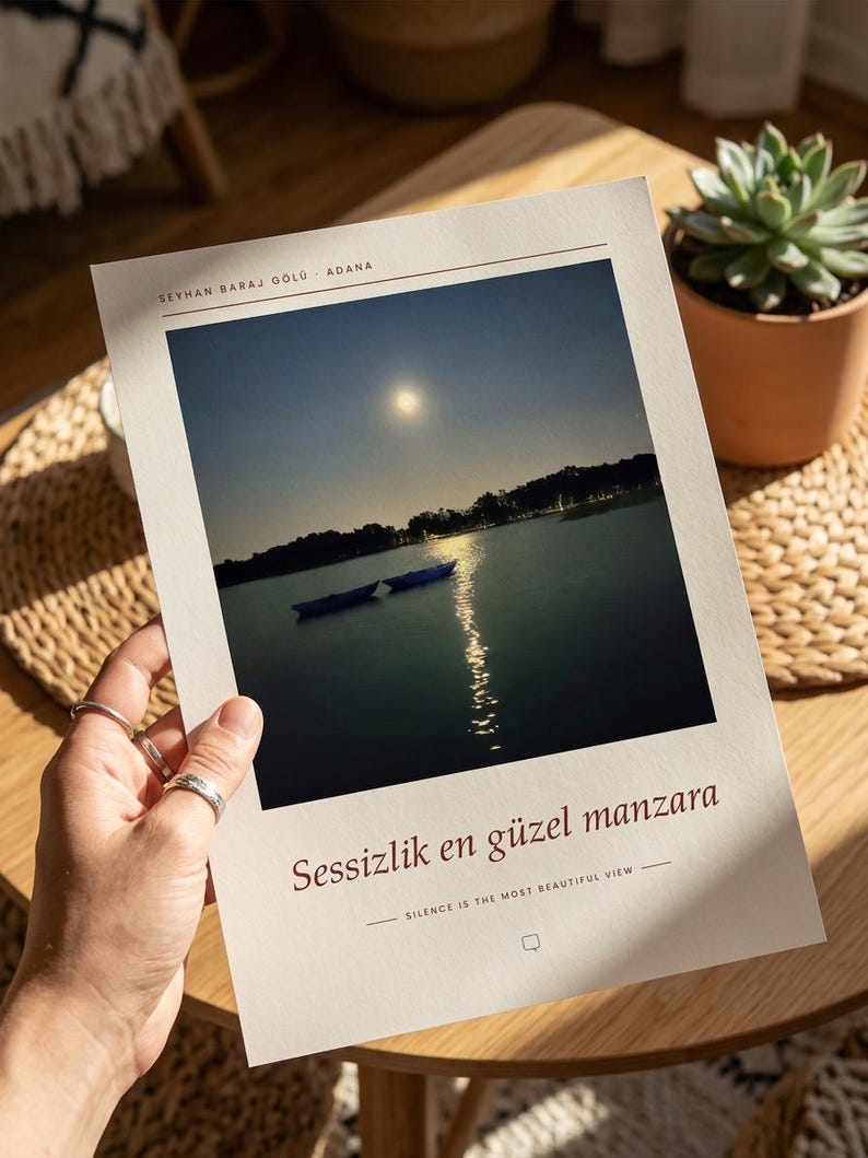Moon Over Lake Poster | Adana Seyhan Lake Wall Art | Turkey Night Sky Photography Print, Blue Bedroom Decor, Fine Art Giclée Print bild 6