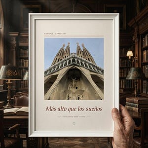 Framed Sagrada Família Barcelona Poster | Gaudí Architecture Wall Art | Spain Travel Print, Cathedral Decor, Fine Art Giclée Print bild 3
