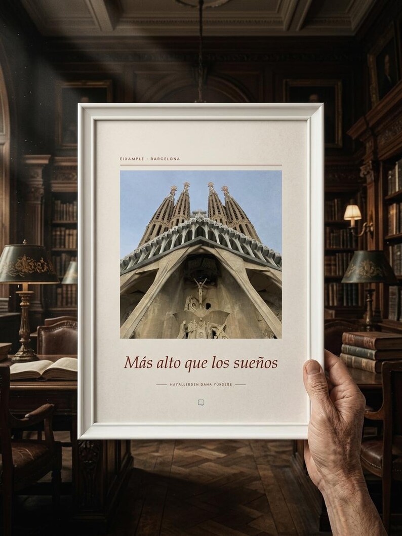 Framed Sagrada Família Barcelona Poster | Gaudí Architecture Wall Art | Spain Travel Print, Cathedral Decor, Fine Art Giclée Print bild 3