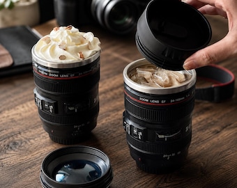Camera Lens Coffee Mug for Photographers, Travel Coffee Cup, Photography Gift Home Office Drinkware Camera Lens Thermos