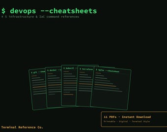 DevOps & Infrastructure Cheat Sheet Pack - Git, Docker, Kubernetes, Terraform, Nginx PDF Guides