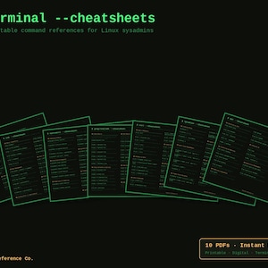 Linux Sysadmin Cheat Sheet Bundle — 10 Terminal Command Reference PDFs — Printable Digital Download