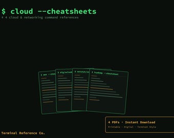 Paquete de guías rápidas sobre la nube y las redes — 4 archivos PDF — Descarga digital imprimible