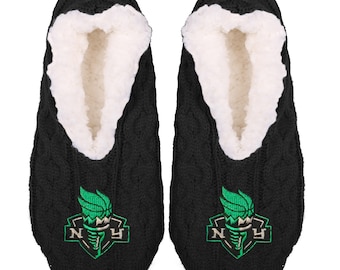 FOCO - Women's WNBA New York Liberty Big Logo Cable Knit Women's Footy Slippers