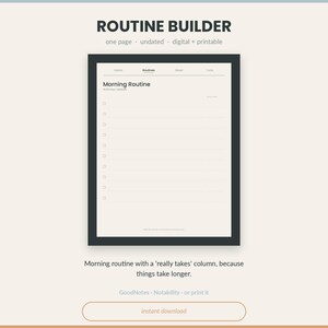 Utskrivbar ADHD-rutinbyggare | Morgonrutin, enkel sida, odaterad | GoodNotes Ljus & Mörker | Neurodivergent Planner PDF