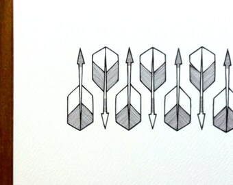 hand drawn arrows art - 'saith' - an original arrow illustration - black and white arrows geometric artwork.