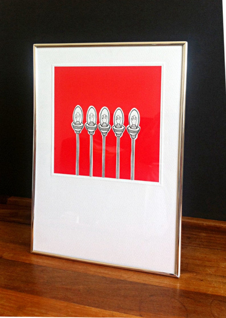 Original Lightbulb Illustration 'flare' Hand Drawn Light Bulbs in Black