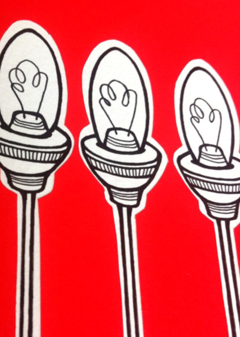 Original Lightbulb Illustration 'flare' Hand Drawn Light Bulbs in Black