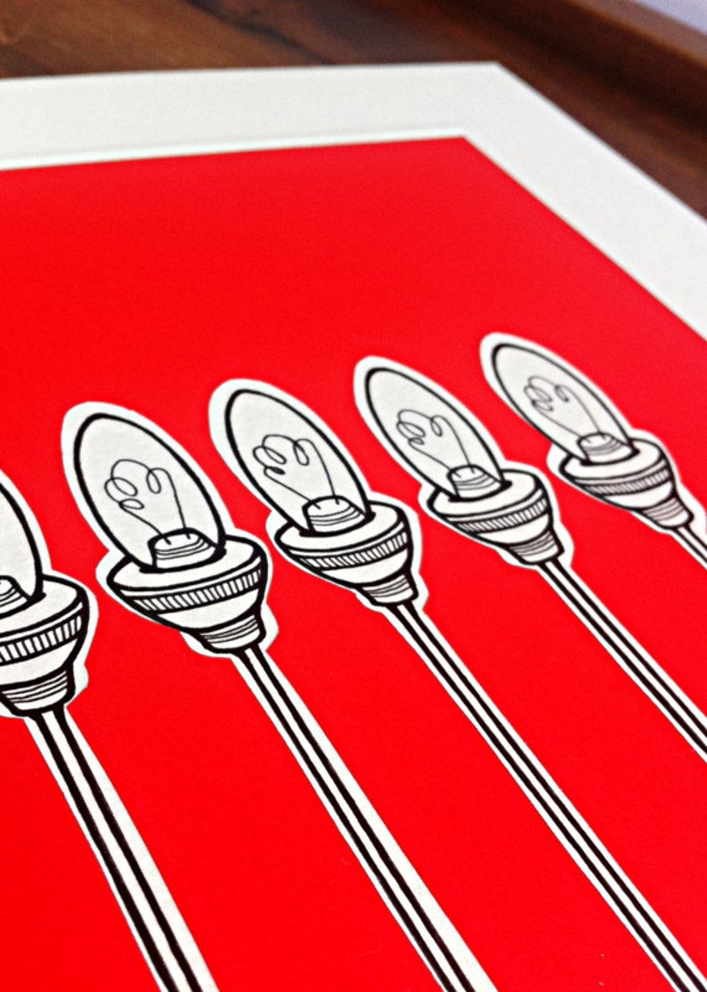 Original Lightbulb Illustration 'flare' Hand Drawn Light Bulbs in Black